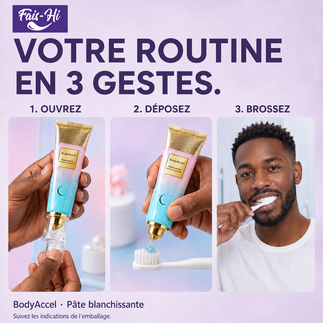 BodyAccel — La pâte blanchissante  N°1  pour un sourire que tu auras envie de montrer